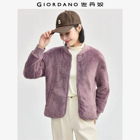 佐丹奴外套女装珊瑚绒棒球领针织休闲外套 13374812商品大图