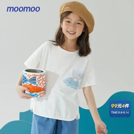 美特斯邦威童装短袖T恤女童夏季时尚休闲舒适百搭图案印花上衣商品大图