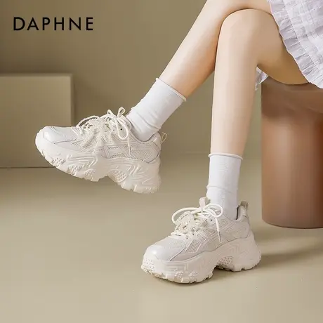 达芙妮小个子增高老爹鞋女春秋厚底珍珠芭蕾德训鞋2025新款小白鞋商品大图