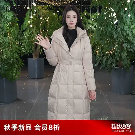 歌莉娅冬季新品长款羽绒鹅绒服（配腰带）1ENC8D190商品大图