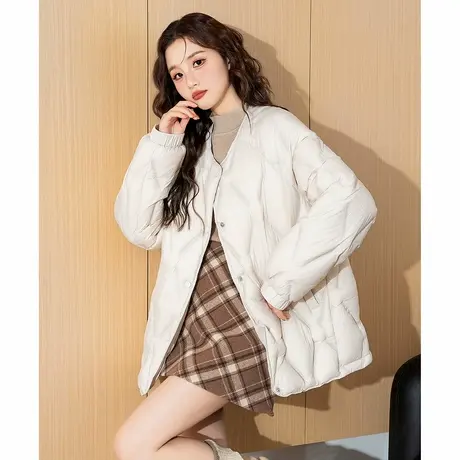 唐狮冬季新款女羽绒服保暖净色休闲设计感羽绒外套潮流小众w5tu图片