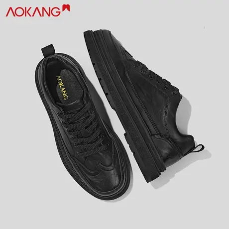 奥康官方休闲板鞋男2025秋季新款时尚软底潮鞋英伦风复古男士皮鞋商品大图