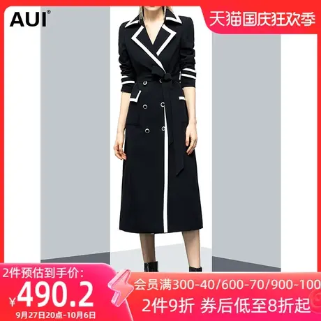 黑色长款过膝风衣大衣女秋冬2021新款设计感小众品牌高端气质外套图片