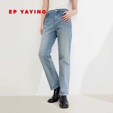 EP雅莹女装 长绒棉烟管裤 九分直筒牛仔裤女 春夏商场同款J617A商品大图