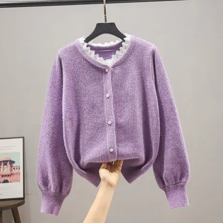 针织衫新款2023爆款春装上衣开衫女士毛衣宽松外穿雪尼尔外搭外套图片