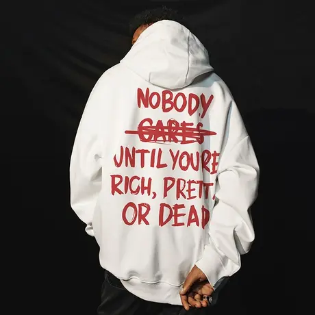 Nuthink美式潮牌加绒加厚带帽潮流保暖卫衣男春秋款宽松大码外套商品大图