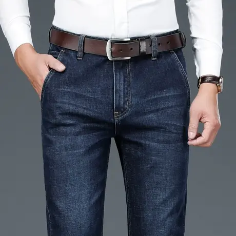 男裤春季高端牛仔长裤男士直筒宽松春秋冬款休闲冬季中年爸爸裤子图片