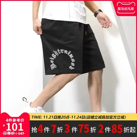 GxxH大码男装潮牌胖子宽松五分裤子肥佬夏季加肥加大黑色休闲短裤商品大图