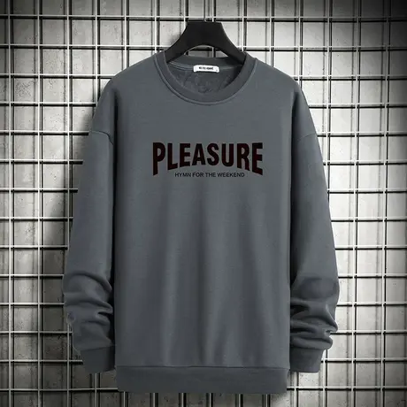 男士卫衣2024秋季上新加绒加厚保暖无帽上衣宽松潮流圆领长袖t恤商品大图