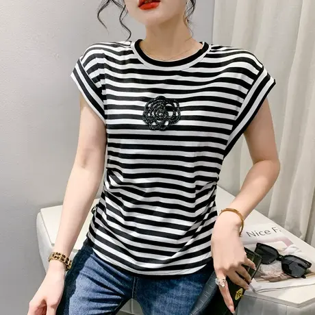 欧货设计感小众无袖T恤女装洋气百搭遮肚显瘦小衫网红飞飞袖上衣商品大图