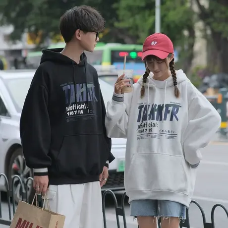 2024秋冬冬新款美式潮牌宽松大码连帽卫衣男士女生情侣装长袖上衣商品大图