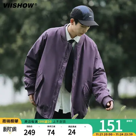 VIISHOW两面穿日系复古刺绣外套拼色潮牌宽松秋冬季新品棉衣男商品大图
