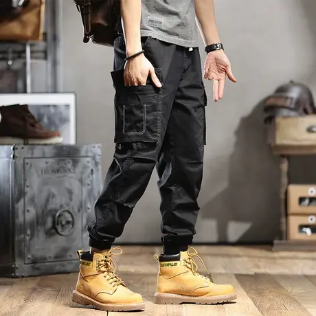 重工多口袋工装裤男春夏休闲潮牌长裤宽松潮流百搭束脚哈伦裤新款商品大图