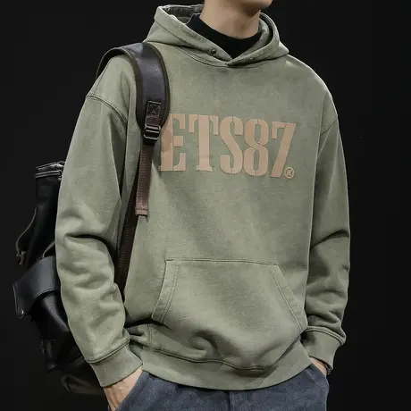 美式复古水洗连帽卫衣男秋冬款加厚2023新款外套男士大码重磅春秋商品大图