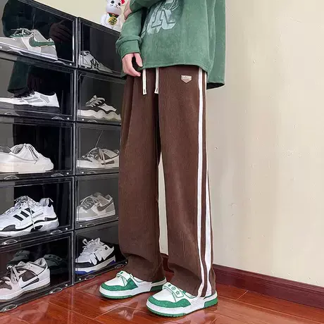 灯芯绒裤子男款秋季新款宽松潮流百搭休闲卫裤美式阔腿裤直筒长裤商品大图