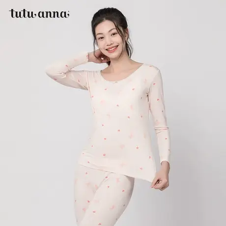 tutuanna女内衣 吸湿排汗长袖卡通可爱印花保暖透气衣秋冬内搭女商品大图