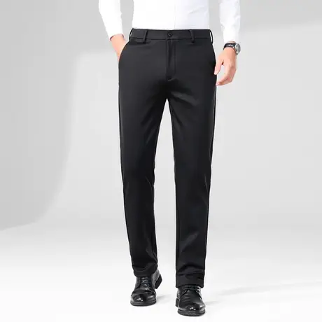 西裤男士加绒加厚秋冬季新款修身百搭商务休闲裤子直筒西装长裤子商品大图