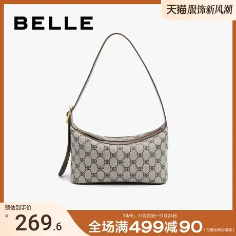 百丽包包女2024新款通勤复古老花时尚休闲单肩腋下小方包X9161CX3图片