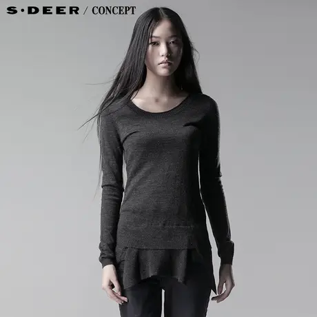 sdeer圣迪奥2014春装新款女装纯色不规则针织衫3383531🥇图片
