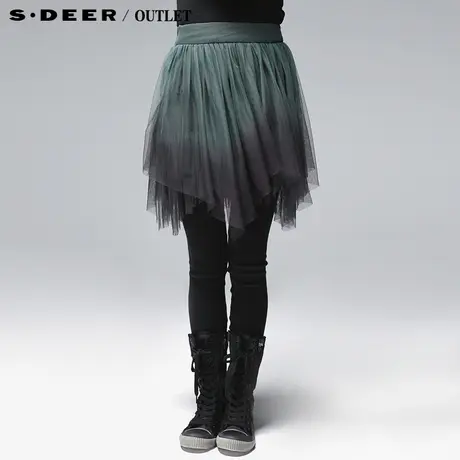 【新品】sdeer圣迪奥2014专柜正品女渐变不规则摆网纱短裙3481301图片