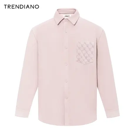 TRENDIANO空气层仿麂皮绒衬衫2024年春季新款百搭开衫外套男生商品大图