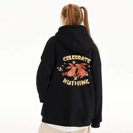 Nuthink国潮宽松新年本命年连帽卫衣男潮ins中性风加肥加大外套商品大图