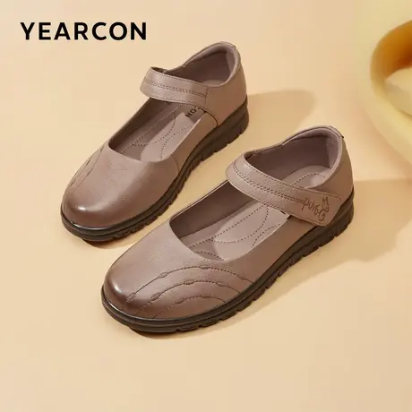 意尔康女鞋春秋季单鞋真皮中老年软底舒适妈妈皮鞋平底老人鞋图片