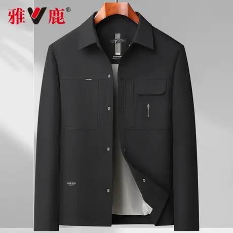 雅鹿男装新品2024春秋男士夹克薄款工装宽松休闲衬衫领上衣服外套商品大图