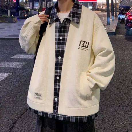 春秋季港风潮牌运动棒球服外套撞色休闲宽松款青少年字母刺绣夹克图片