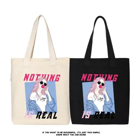 秀洛帆布包单肩包手提包帆布袋学生大容量韩版文艺简约百搭嘻哈女商品大图