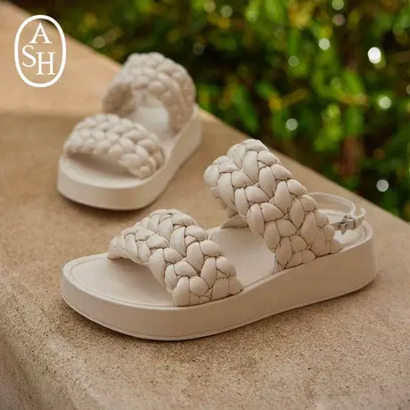 ASH女鞋夏季新款VOYAGE BIS编织厚底增高舒适懒人一字扣凉鞋商品大图