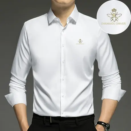 白色衬衫男长袖春秋季高级感商务正装免烫抗皱衬衣轻熟风休闲寸衫商品大图