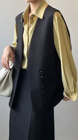 欧货西装马甲女春秋冬韩版设计感小众英伦风坎肩休闲西服背心外套图片