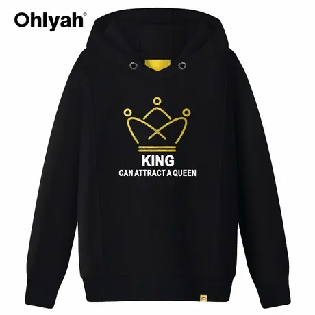 Ohlyah品牌连帽衫卫衣女装纯棉外套学生韩版宽松皇冠英文印花班服商品大图