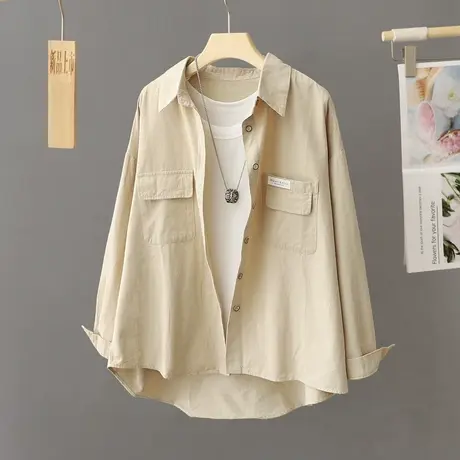女士衬衫外套女全棉外搭宽松设计感小众休闲开衫纯棉衬衣春秋上衣商品大图