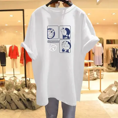 纯棉短袖t恤女宽松韩版ins潮2022春夏季新款中长款半袖上衣ins潮图片