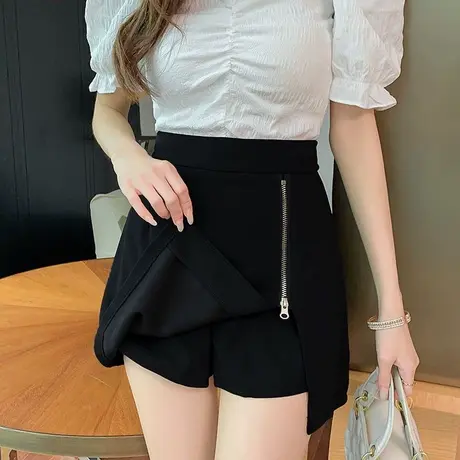 黑色短裤女西装弹力外穿紧身包臀网红春夏打底显瘦高腰辣妹热裤潮图片