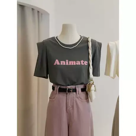 韩版短袖T恤女2023年春夏季新款半袖体恤chic设计感小众宽松上衣商品大图