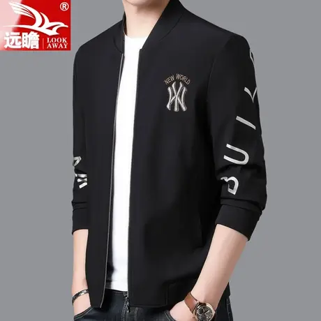 春秋款外套男潮牌秋季黑色印花宽松棒球服装帅气潮流休闲夹克上衣商品大图