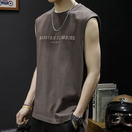 纯棉t恤背心男夏季宽松坎肩男士无袖短袖运动健身篮球ins潮牌大码图片