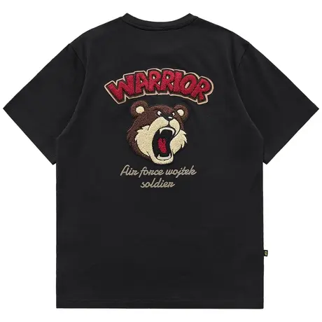 VIP刺绣短袖T恤男夏季字母小熊毛巾绣美式重磅纯棉情侣装半袖体恤商品大图