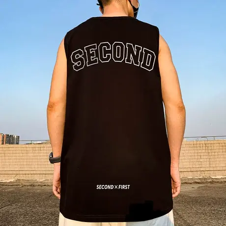 纯棉男生背心外穿坎肩篮球健身字母大码男装运动潮流无袖t恤夏季商品大图