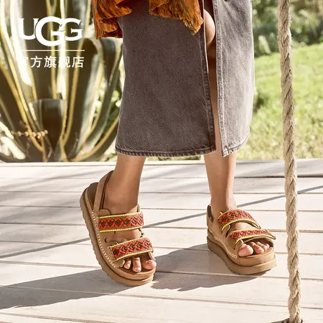 UGG2023夏季新款女士厚底休闲塔斯曼穗带魔术贴搭扣款凉鞋1139892商品大图