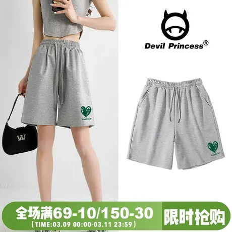 简约风百搭灰色短裤女宽松韩版阔腿直筒中裤设计感小众ins五分裤图片