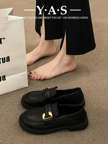 英伦风小皮鞋女款2024新款春季爆款黑色鞋子女单鞋软底平底乐福鞋商品大图