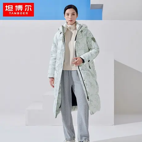 【商场同款】坦博尔22新款羽绒服女中长连帽保暖运动外套TB332880商品大图