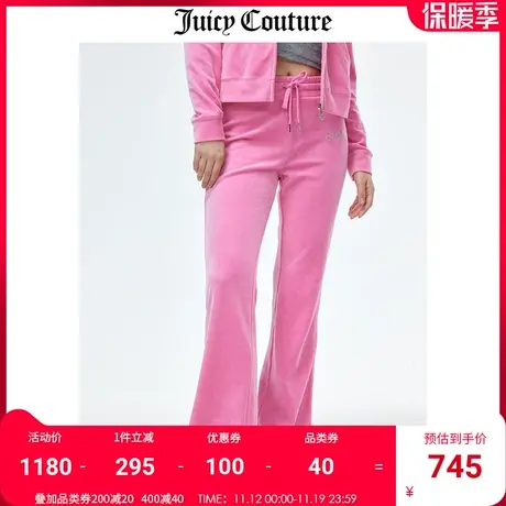 Juicy Couture橘滋休闲裤女秋冬新款美式运动直筒微喇天鹅绒长裤商品大图