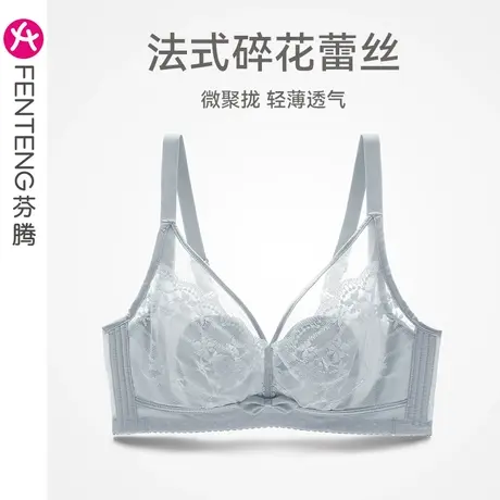 [洞洞杯]芬腾文胸上托防下垂内衣女聚拢夏蕾丝薄款软钢圈透气胸罩图片