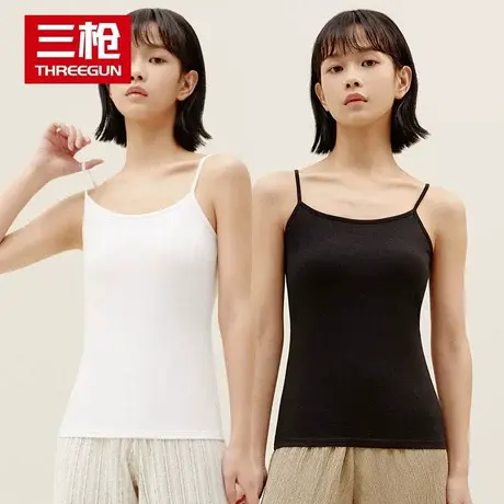 三枪纯棉背心女士夏季全棉薄款白色内搭运动黑色内穿打底吊带汗衫图片