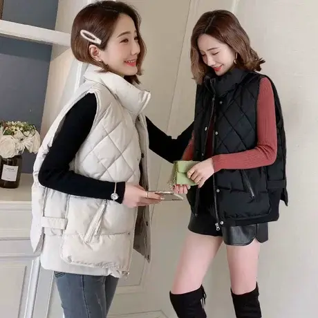 2023秋冬季新款菱格马夹女韩版修身显瘦短款坎肩百搭羽绒棉服马甲商品大图